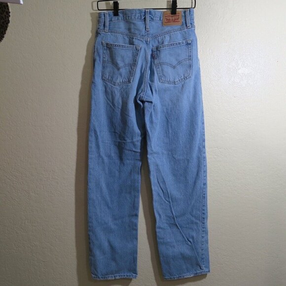 Levi's‎ Women's 28 Mid-Rise '94 Baggy Straight Jeans Blue Distressed Denim - Picture 5 of 8